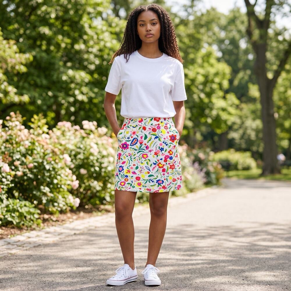 Boden Vibrant Floral Skirt 12 Preppy Boho Folk Cottagecore Bloomcore Feminine